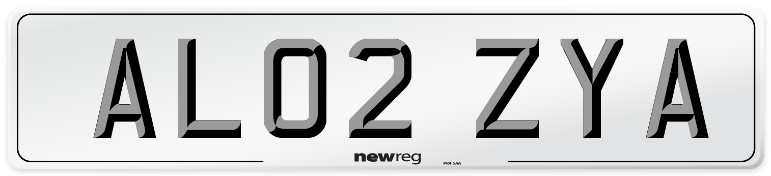 AL02 ZYA Number Plate from New Reg